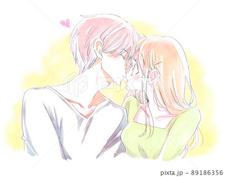 キスをしようとする男女 89186356