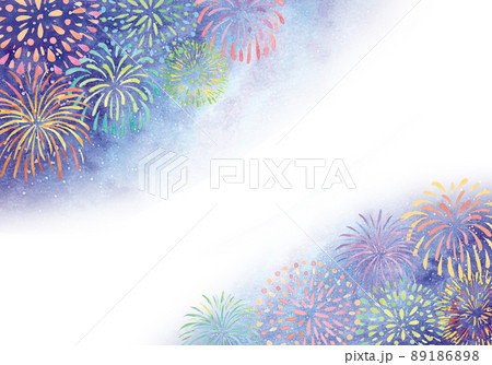 カラフルな花火の水彩画のフレーム 89186898