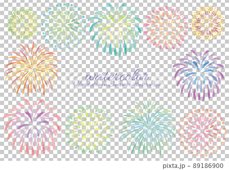 Colorful fireworks watercolor frame 89186900