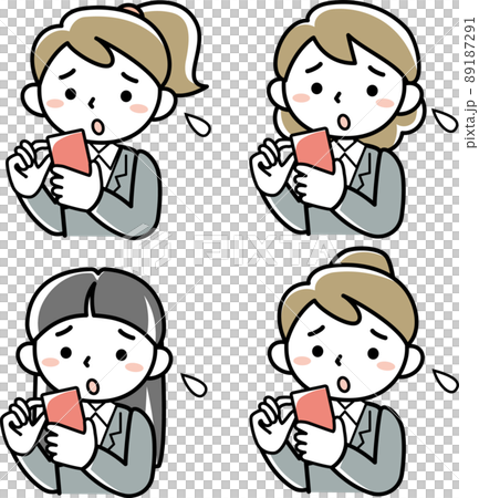 一位看不到智能手機的年輕女性的上身套裝 一位看不到智能手機的年輕女性的上身套裝 89187291