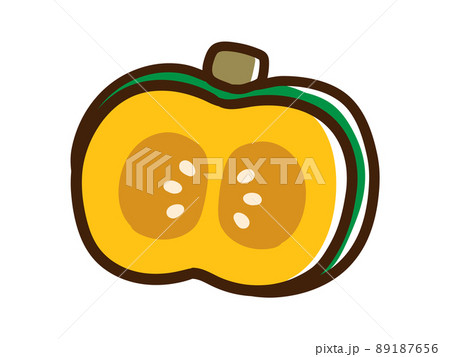 輪切りのカボチャのかわいい手書き風イラスト 輪切りのカボチャのかわいい手書き風イラスト 89187656