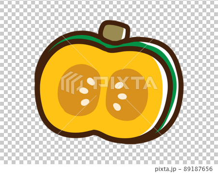 輪切りのカボチャのかわいい手書き風イラスト 輪切りのカボチャのかわいい手書き風イラスト 89187656