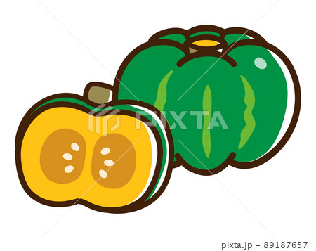 カボチャのかわいい手書き風イラスト断面セット 89187657