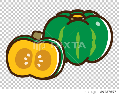 カボチャのかわいい手書き風イラスト断面セット 89187657