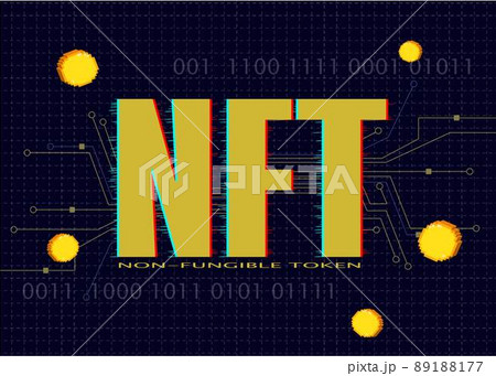 NFT nonfungible tokens text on dark background. Crypto art concept. Pay for unique collectibles in games or art. 89188177