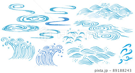 波デザイン セット 夏の和柄素材 89188243