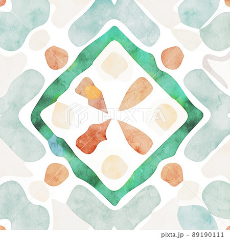 Beautiful Watercolor Mandala Tile Floral Illustration 89190111