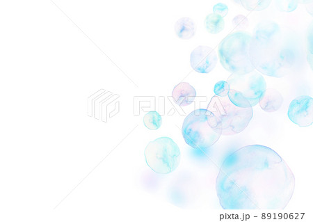 シャボン玉と新緑　水彩 89190627