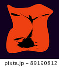 Halloween concept. Blurred black silhouette of ghost 89190812