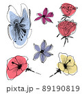 set of hand drawn flower sketches, vector illustration 89190819