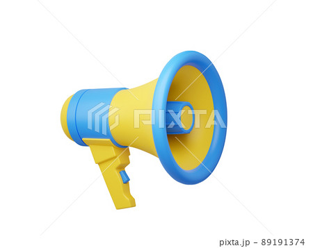 Yellow and blue loudspeaker 3d render illustration. Yellow and blue loudspeaker 3d render illustration. 89191374