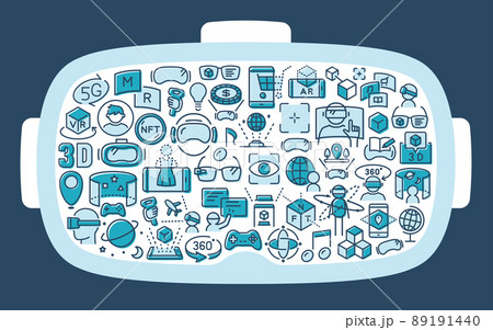 VRゴーグル形のテクノロジーアイコン VRゴーグル形のテクノロジーアイコン 89191440