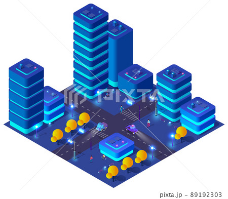 City urban area map Isometric night lights ultraviolet 3D illustration City urban area map Isometric night lights ultraviolet 3D illustration 89192303
