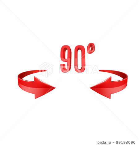 Red glossy 3D curve arrows and 90 degrees sing 89193090