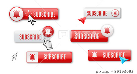 Realistic glossy subscribe button and cursors. 89193092