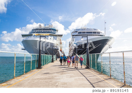 Cruise passengers return to cruise ships at St Kitts Port Zante cruise ship terminal 89193145
