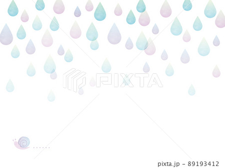梅雨 初夏 虹色の雨のしずくの背景イラストのイラスト素材