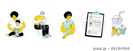 Diabetes in children. Parents mother sugar test son, injection insulin pen Diabetes in children. Parents mother sugar test son, injection insulin pen 89194366
