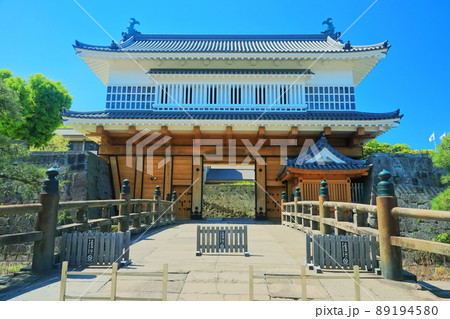 【鹿児島県】快晴下の鶴丸城　御楼門（鹿児島城） 89194580