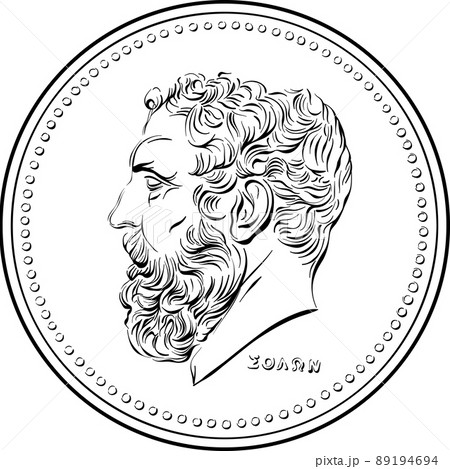 Greek gold coin 50 drachmas Solon 89194694