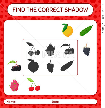 Find the correct shadows game with fruits. worksheet for preschool kids, kids activity sheet Find the correct shadows game with fruits. worksheet for preschool kids, kids activity sheet 89194803