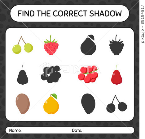 Find the correct shadows game with fruits. worksheet for preschool kids, kids activity sheet Find the correct shadows game with fruits. worksheet for preschool kids, kids activity sheet 89194817