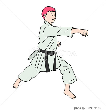 空手(形)をする男性のイラスト(白背景・ベクター・切り抜き) 空手(形)をする男性のイラスト(白背景・ベクター・切り抜き) 89194820