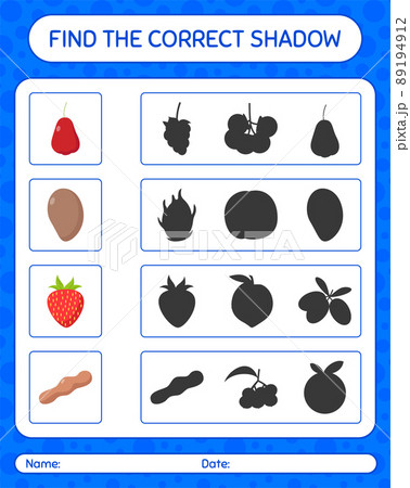 Find the correct shadows game with fruits. worksheet for preschool kids, kids activity sheet 89194912