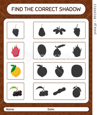 Find the correct shadows game with fruits. worksheet for preschool kids, kids activity sheet 89194913