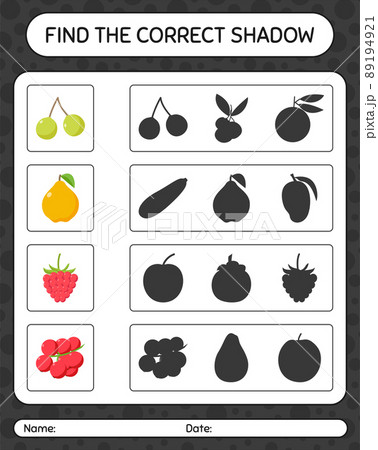 Find the correct shadows game with fruits. worksheet for preschool kids, kids activity sheet 89194921