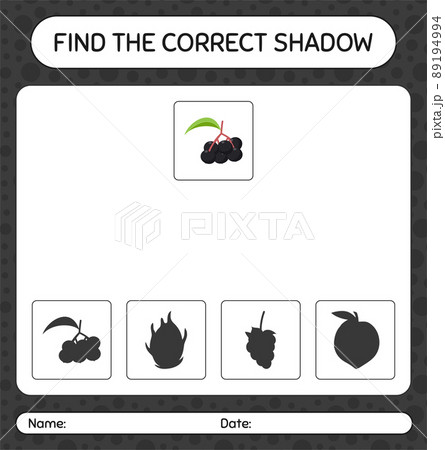 Find the correct shadows game with elderberry. worksheet for preschool kids, kids activity sheet Find the correct shadows game with elderberry. worksheet for preschool kids, kids activity sheet 89194994