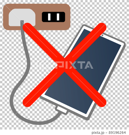 Simple illustration of smartphone charging prohibited 89196264