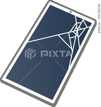 液晶割れしたスマホのシンプルなイラスト 89196266