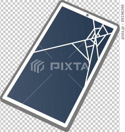 液晶割れしたスマホのシンプルなイラスト 89196266