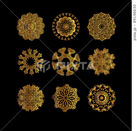 Gold mandala on black background 89196630