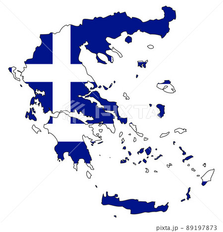 Greece map with flag - outline of a state with a national flag