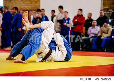 athletes judoists fight judo competition athletes judoists fight judo competition 89198059
