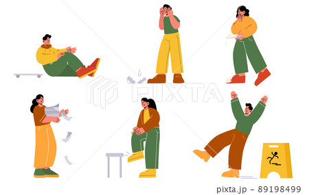 Clumsy people accidents, characters fall down Clumsy people accidents, characters fall down 89198499