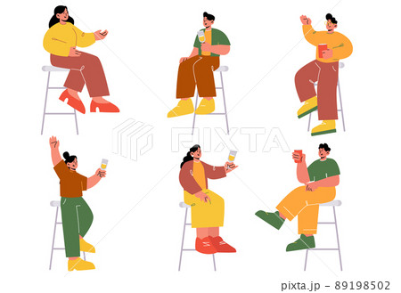 People with drinks sitting on stools in bar People with drinks sitting on stools in bar 89198502