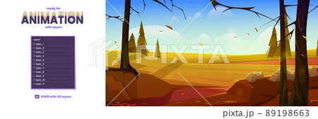 Cartoon autumn nature landscape animation layers 89198663