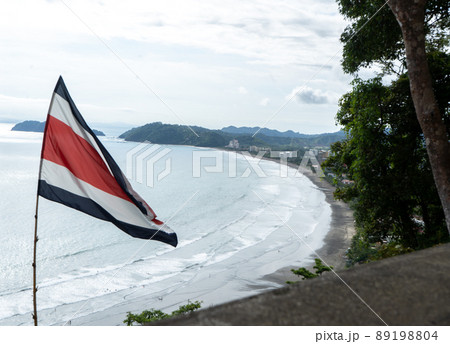 Costa Rican Flag Blowing in Wind 89198804