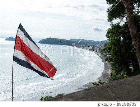 Costa Rican Flag Blowing in Wind 89198805