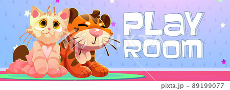 Playroom poster with plush toys for children 89199077