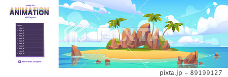 Island in ocean cartoon background for animation Island in ocean cartoon background for animation 89199127