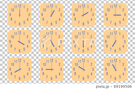 Square design clock illustration set - Stock Illustration [89199506 ...