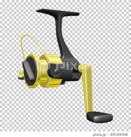 Illustration material of fishing tackle Orthodox spinning reel (1_4) Black and gold 89199566