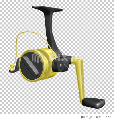 Illustration material of fishing tackle Orthodox spinning reel (1_2) Black and gold 89199568