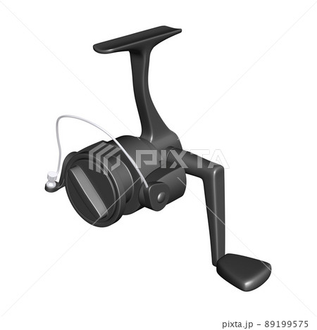 釣具のイラスト素材　オーソドックスなスピニングリール（1_1）　黒 89199575