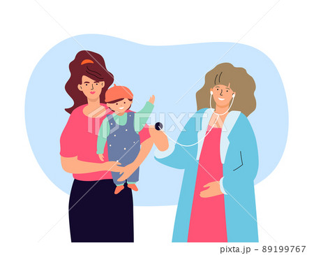 Examination by a pediatrician - colorful flat design style illustration 89199767