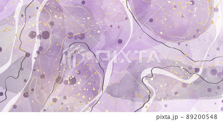 Purple and pastel grey liquid marble watercolor background with gold lines. Violet elegant minimal modern canvas wallpaper with paint brush pattern. Vector illustration, watercolour design Purple and pastel grey liquid marble watercolor background with gold lines. Violet elegant minimal modern canvas wallpaper with paint brush pattern. Vector illustration, watercolour design 89200548
